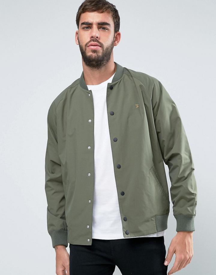 Farah Bellinger Nylon Bomber Jacket In Green - Green