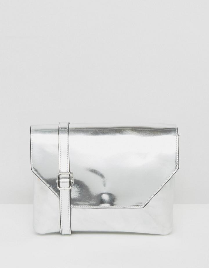 Monki Cross Body Metallic Bag - Silver