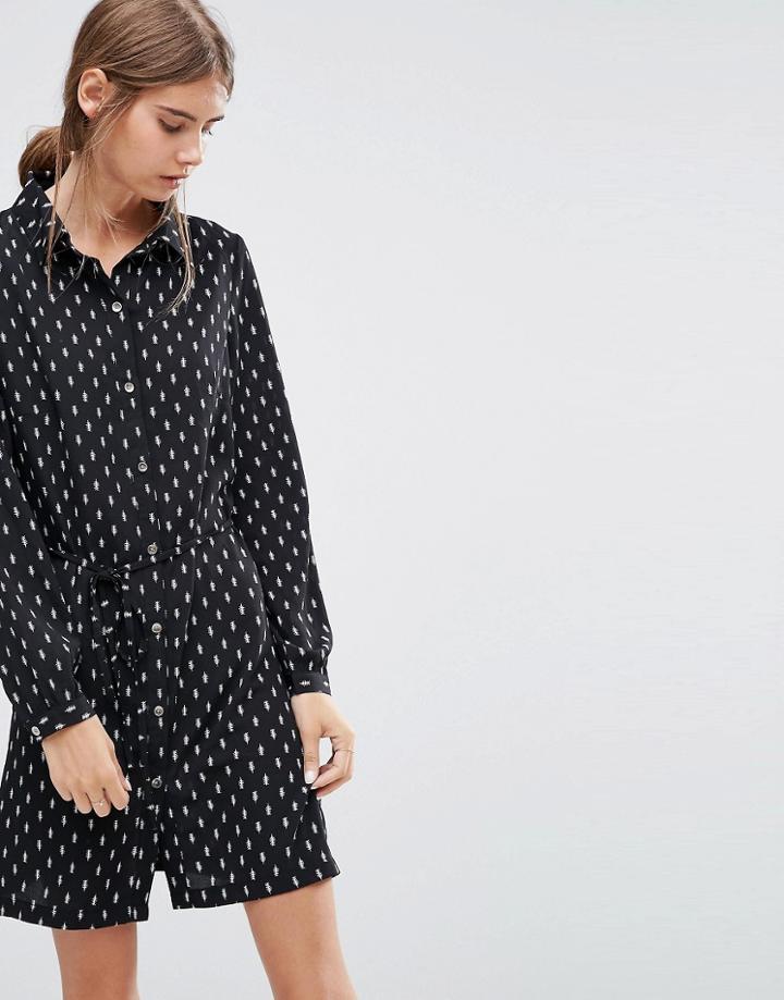Love & Lies May Printed Shirt Dress - Black