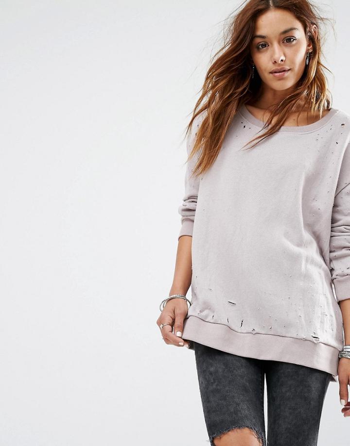 Religion Distressed Sweatshirt - Gray