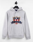 Gant Hoodie With Large Shield Logo In Gray