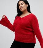 Brave Soul Plus Freya Fluffy Sweater - Red