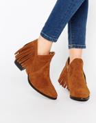 Truffle Collection Margie Fringe Western Ankle Boots - Tan Mf