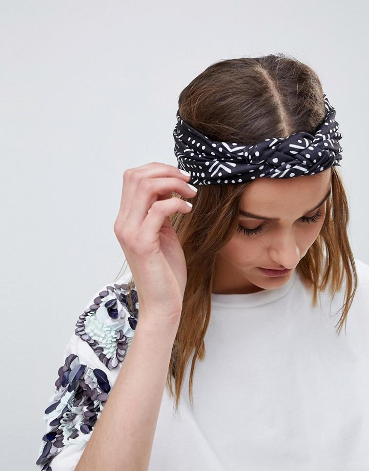 Asos Design Chunky Mono Pattern Knot Headband - Multi