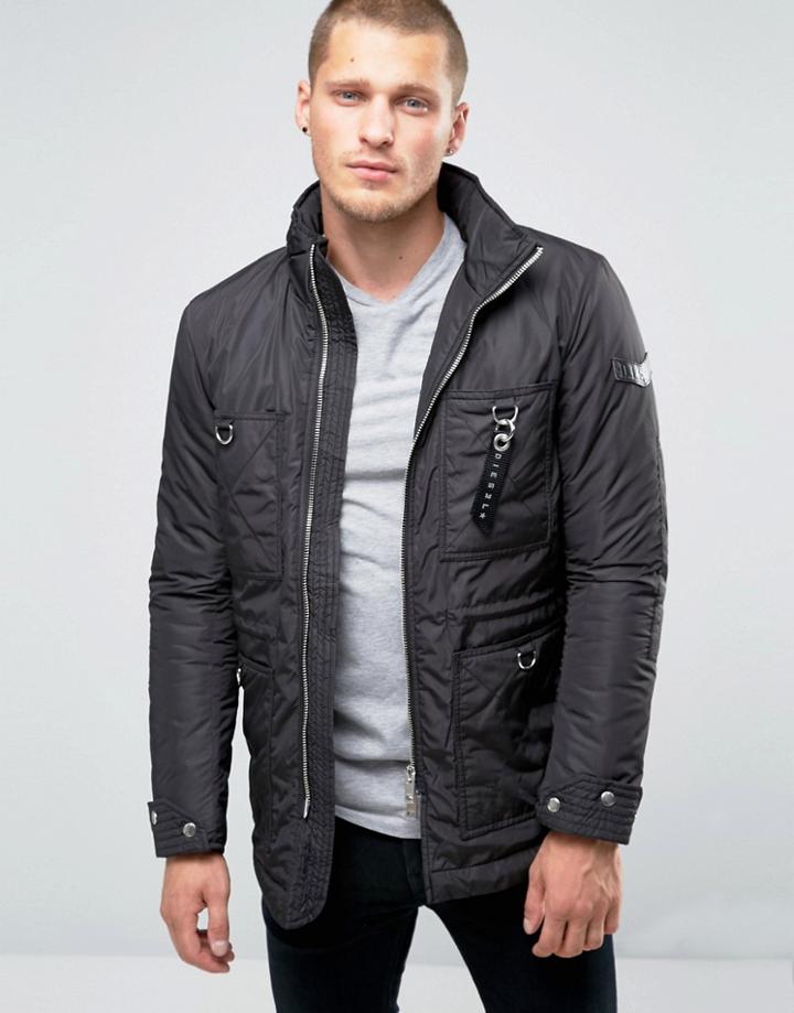 Diesel W-froz Nylon Military Jacket - Black