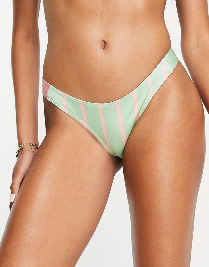 Topshop Block Stripe High Leg Bikini Bottom-multi