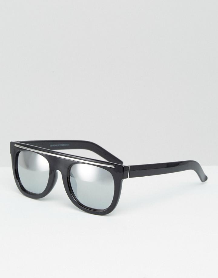 7x Flat Brow Sunglasses In Black - Black