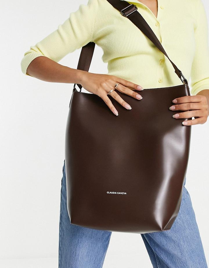 Claudia Canova Large Bucket Bag In Chocolate-brown