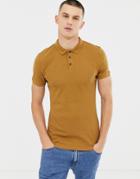 New Look Ribbed Polo In Camel - Tan