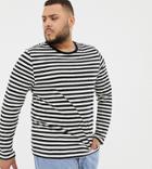 Asos Design Organic Cotton Plus Long Sleeve Stripe T-shirt - White