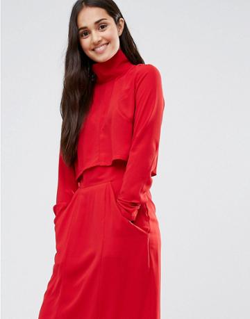 Re: Dream High Neck Crop Top - Red