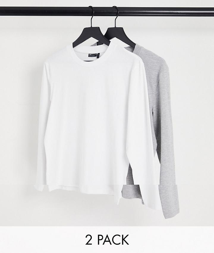 Asos Design 2 Pack Muscle Long Sleeve T-shirt In Multi