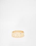 Asos Ring With Roman Numerals In Gold - Gold