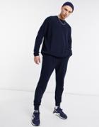 Asos Design Ribbed Set Cotton Sweatpants In Navy