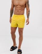 Asos Design Swim Short In Lemon Yellow Short Length - Yellow