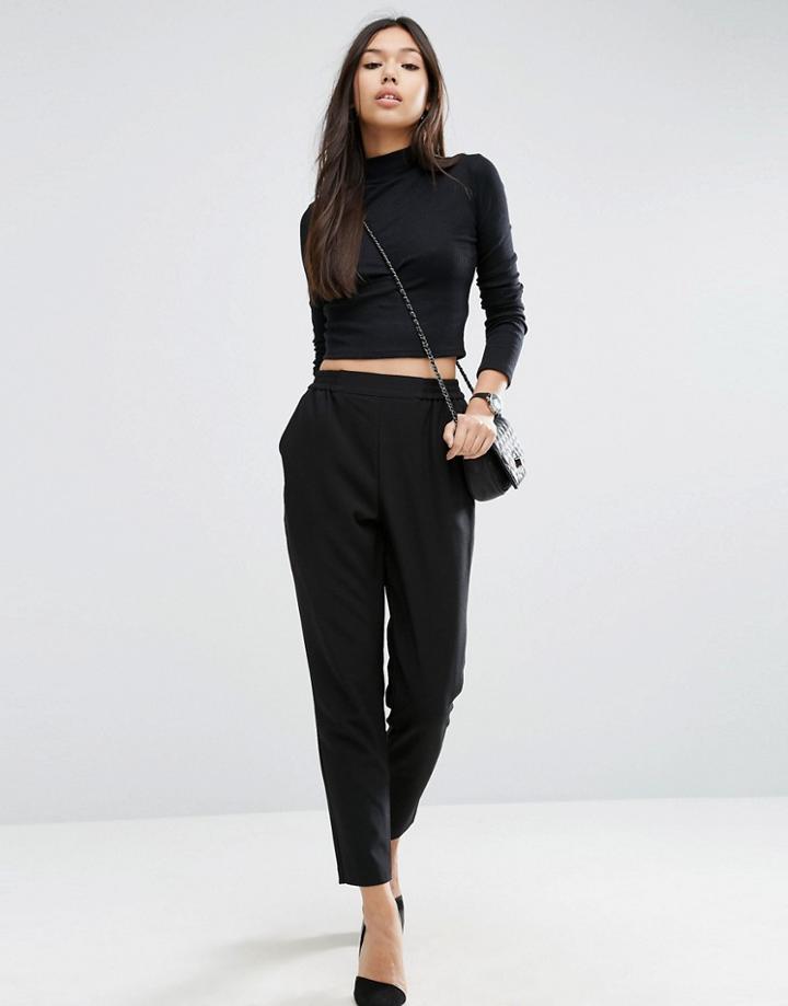 Asos Woven Peg Pull On Pants - Black