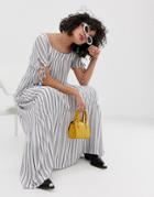 Emory Park Maxi Dress With Tie Sleeves In Stripe