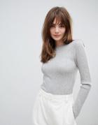 Asos Design Ribbed Sweater In Fine Knit