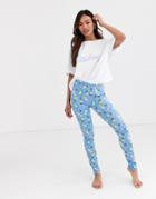 Asos Design Ginfluencer Tee & Legging Pyjama Set-multi