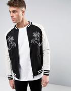 Brooklyn Supply Co Palm Embroidery Bomber Jacket - Black
