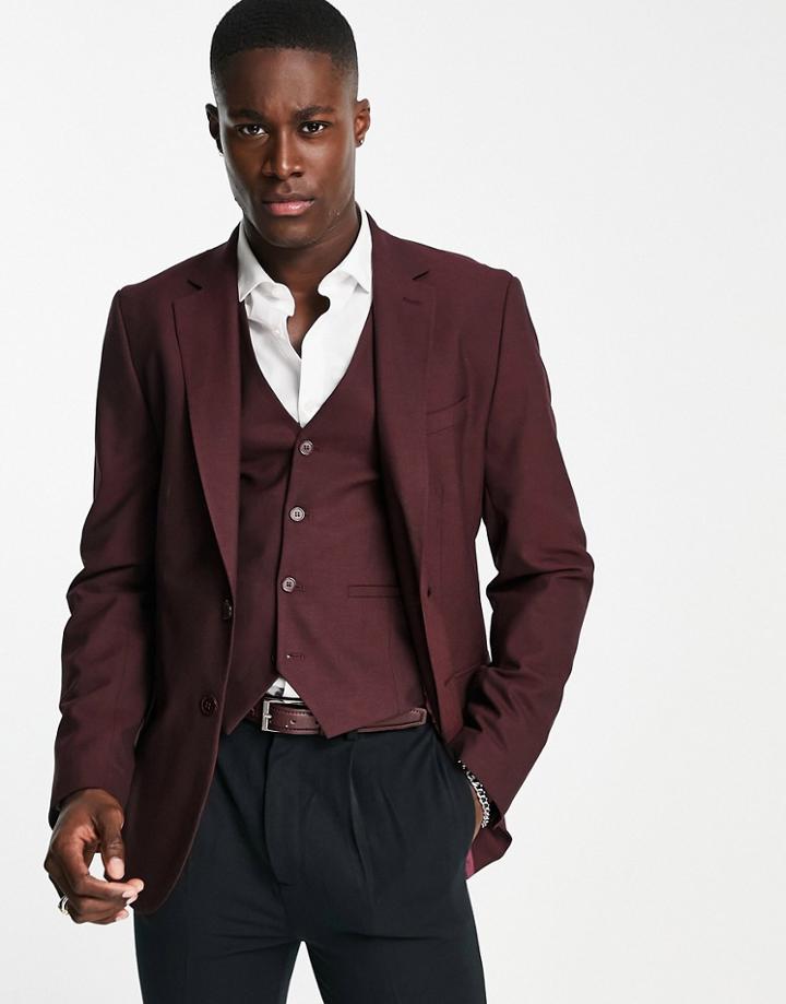 Bolongaro Trevor Skinny Suit Jacket In Brown