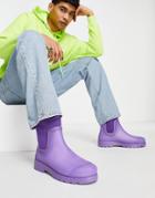 Asos Design Chelsea Wellington Boots With Scuba Detail In Purple