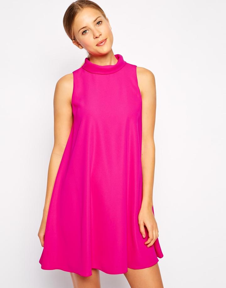 Asos Swing Dress With Funnel Neck - Black