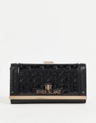 Rivr Island Patent Embossed Monogram Cliptop Wallet In Black
