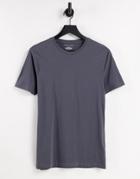 New Look Muscle Fit T-shirt In Dark Gray-grey