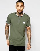Good For Nothing T-shirt With Zip Neck - Green