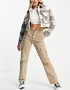 Stradivarius Cargo Detail Pants In Stone-neutral