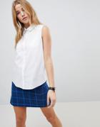 Asos Design Sleeveless Shirt In Stretch Cotton - White