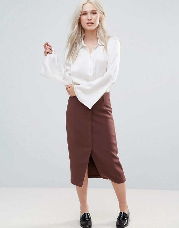 Selected Sylvia High Waisted Wrap Pencil Skirt - Black