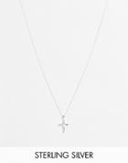 Asos Design Sterling Silver Necklace With Cross Pendant In Silver Tone