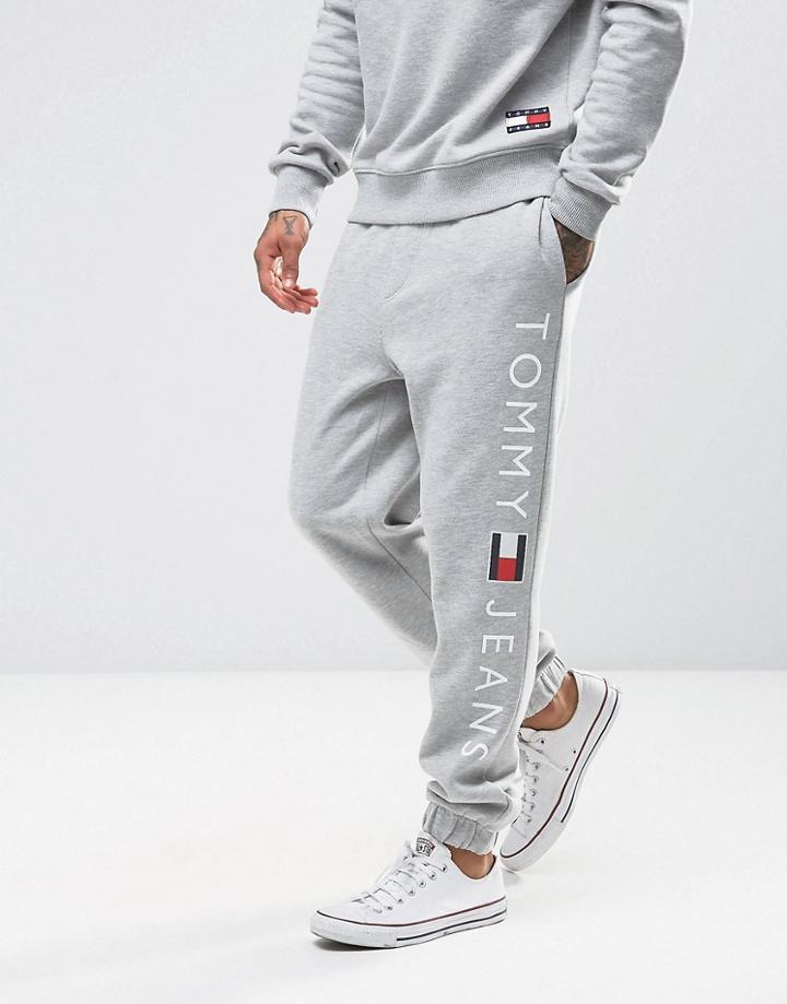Tommy Jeans Sweat Pants Regular Fit Logo In Gray - Gray