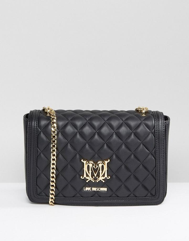 Love Moschino Quilted Shoulder Bag With Chain - Black