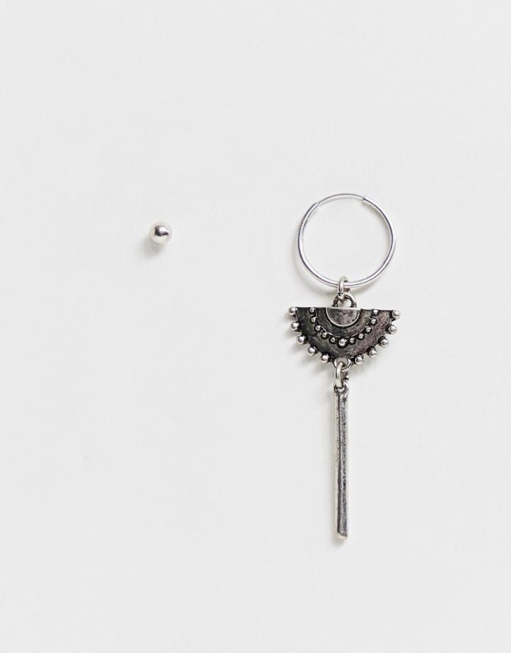 Asos Design Festival Statement Earring In Burnished Silver - Silver