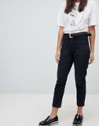 Only High Waist Washed Mom Jean - Black