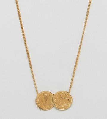Katie Mullally Gold Irish 3p Double Coin Pendant Necklace - Gold