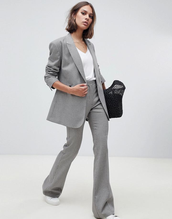 Asos Design Tailored Check Slim Flare Pants-multi