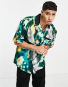 Topman Oversized Shirt With Contrast Collar In Floral Print-multi