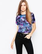 Daisy Street Crop Top In Floral Print - Blue Floral
