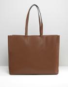 Asos Unlined Clean Leather Shopper Bag - Brown