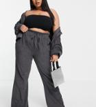 Asos Design Curve Wide Leg Terrycloth Sweatpants With Pintuck - Part Of A Set-grey