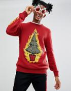 Volcom Knitted Light Up Holidays Tree Sweater - Red