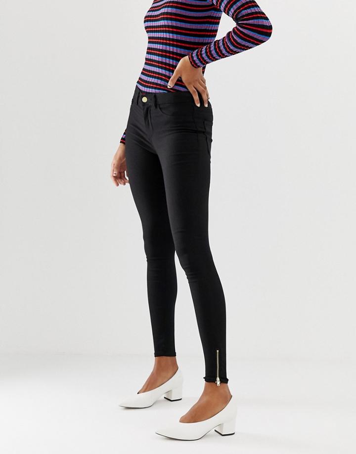 Pieces Lula Ankle Zip Skinny Jeans - Black