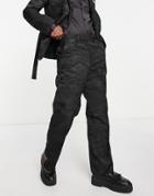 Asos Design Wide Leg Suit Pants In Black Jacquard Texture