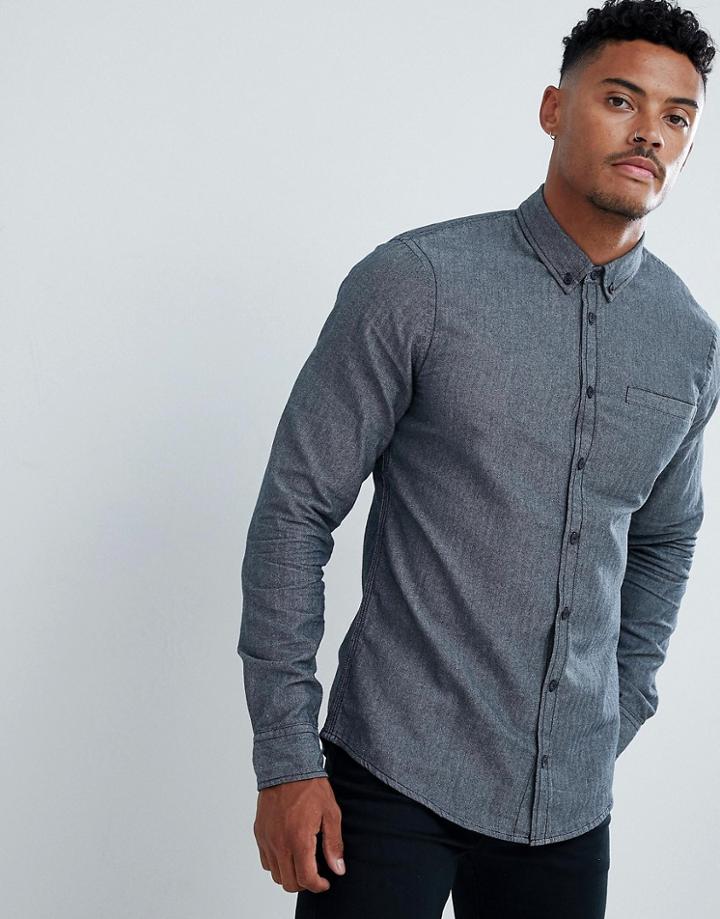 Blend Brushed Cotton Shirt - Navy