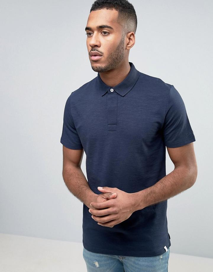 Jack & Jones Core Polo Shirt With Hidden Button Detail - Navy