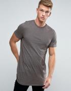New Look Longline T-shirt In Brown - Brown